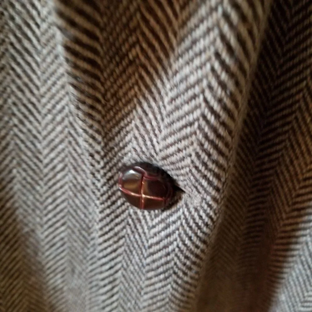 Vintage Joe Namath Signature collection brown herringbone wool blend blazer 50B